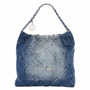 CHANEL 22 Denim Blue Quilted Shoulder Bag